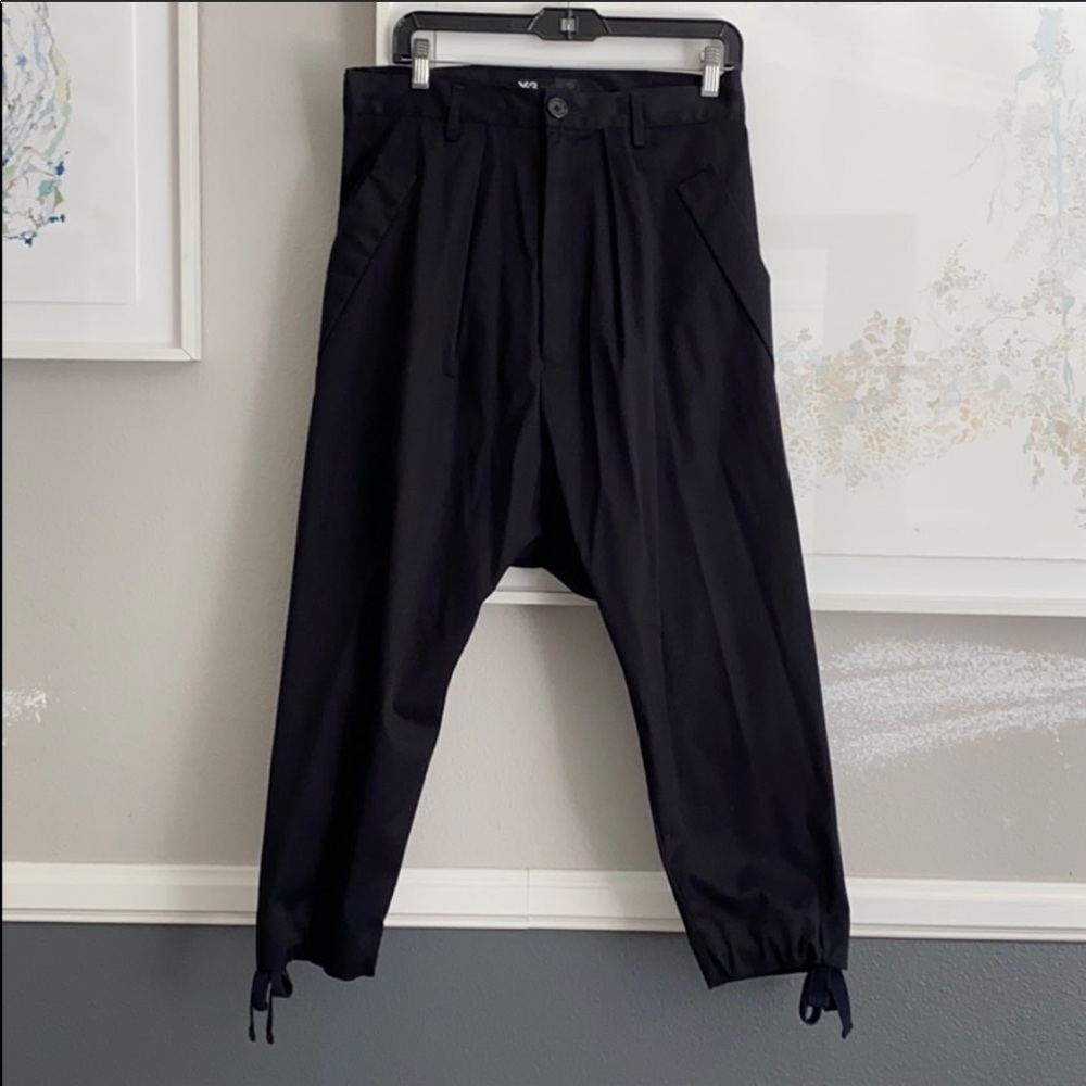 Y3 Adidas drop crotch twill joggers